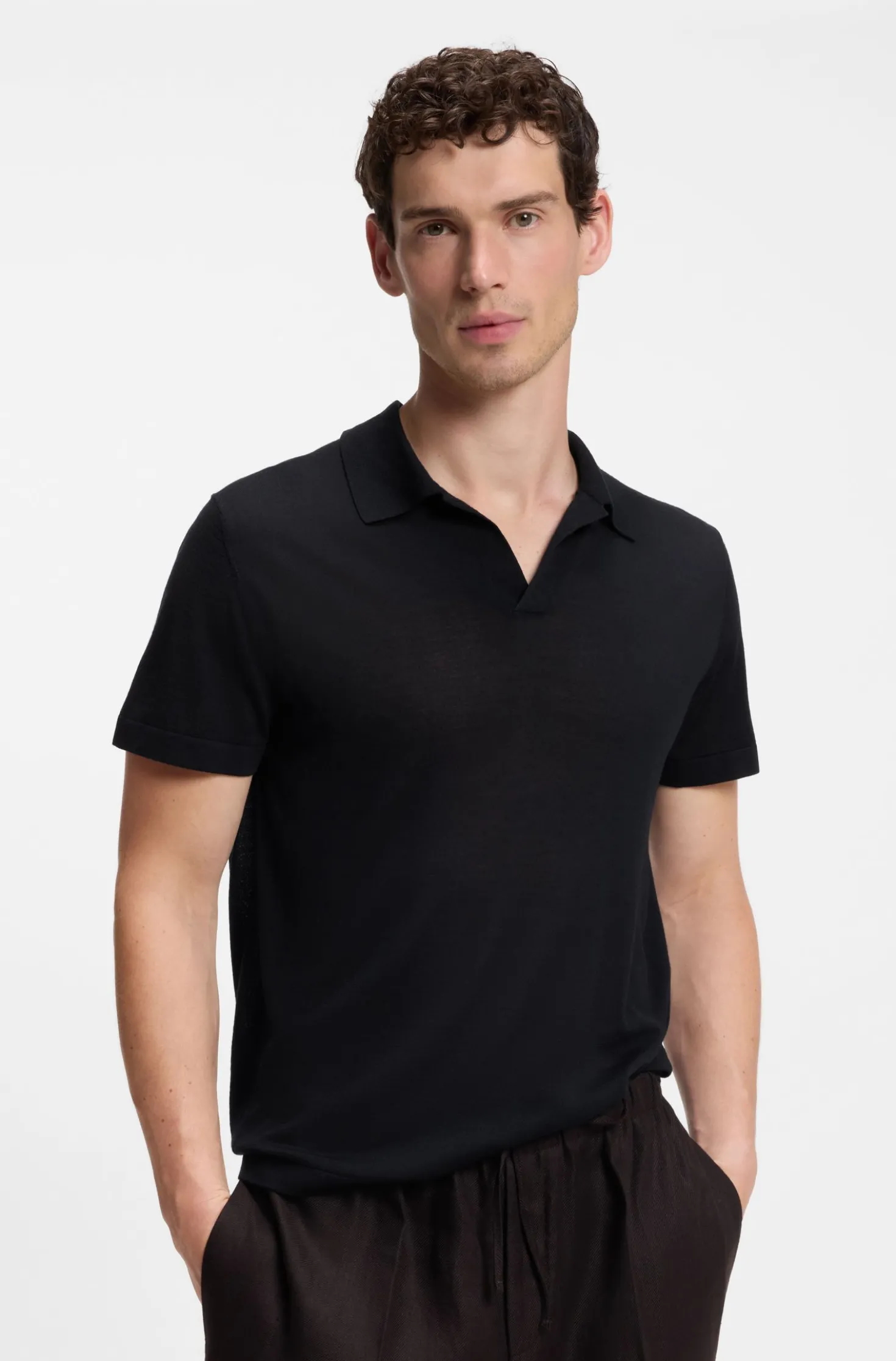 BOSS BY BECKHAM Strick-Polo aus Schurwolle