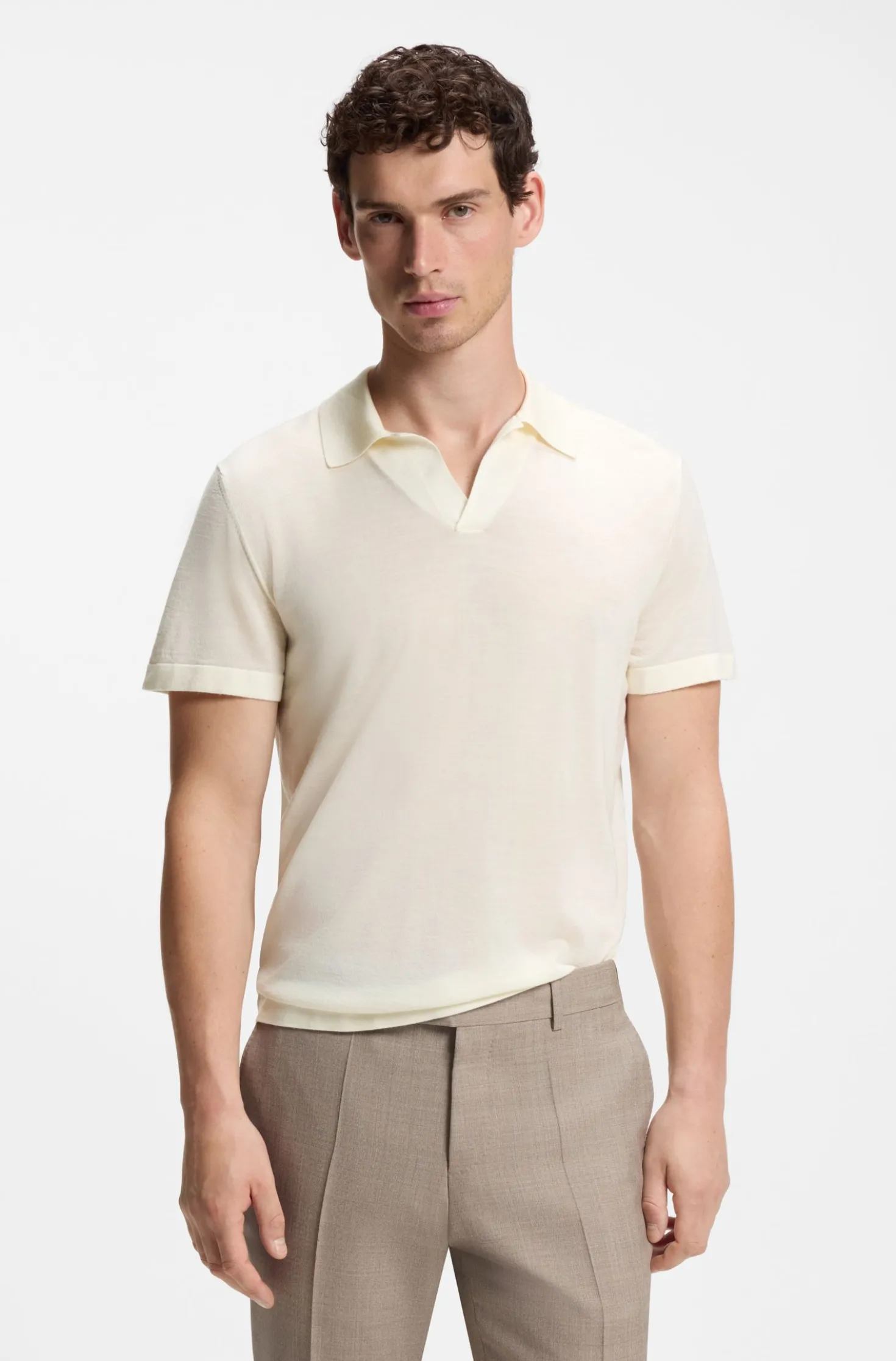 BOSS BY BECKHAM Strick-Polo aus Schurwolle