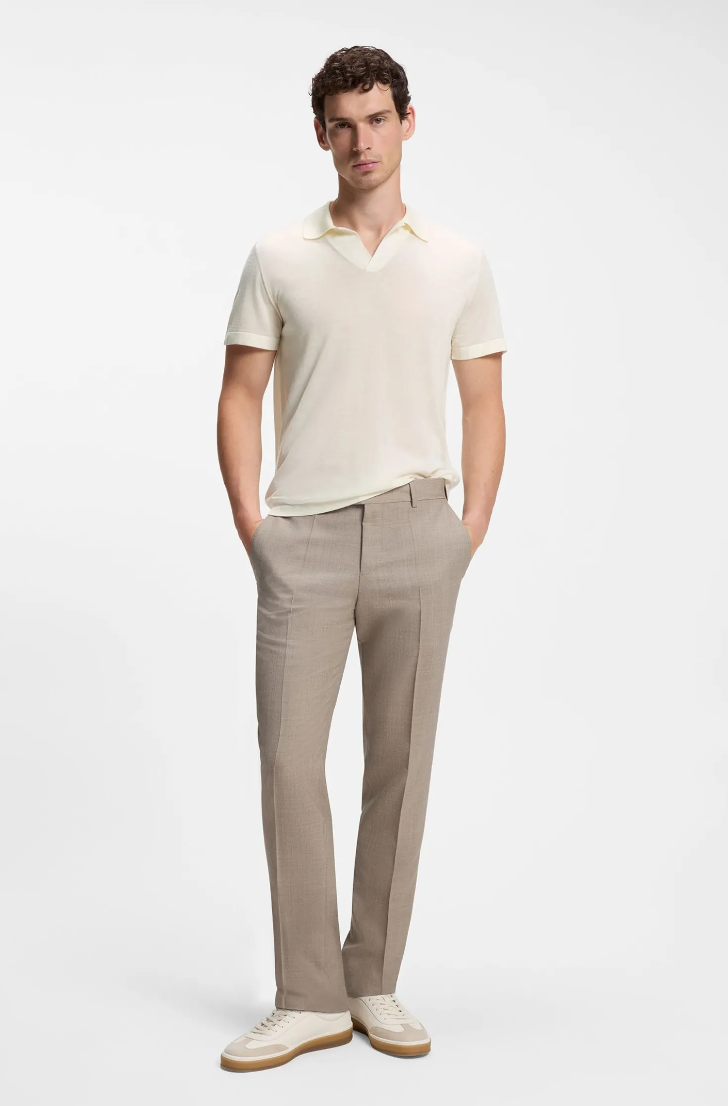 BOSS BY BECKHAM Strick-Polo aus Schurwolle