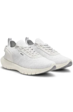 BOSS-MOTION Sneakers aus Strick mit Leder-Details
