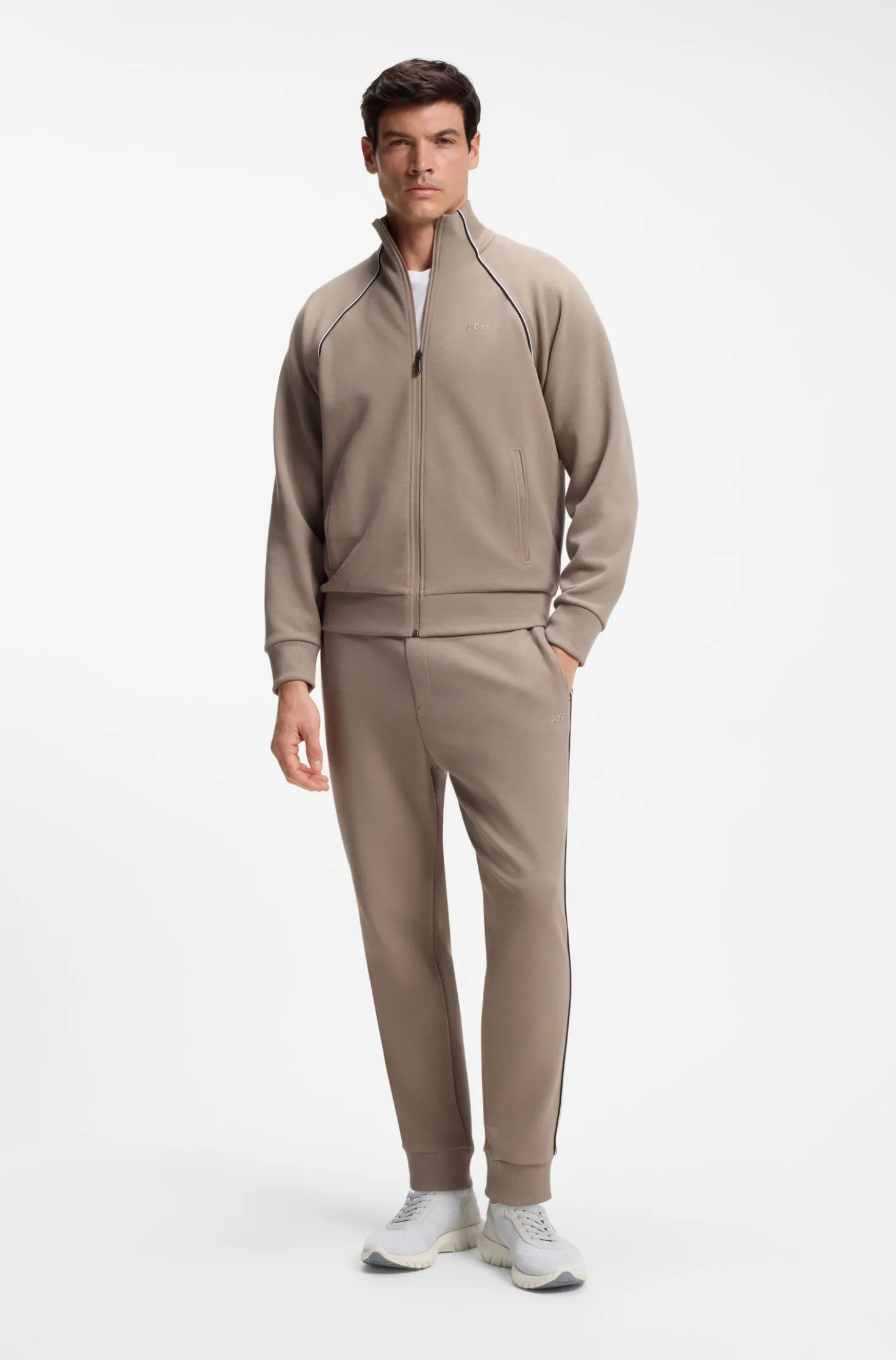 BOSS-MOTION Sneakers aus Strick mit Leder-Details