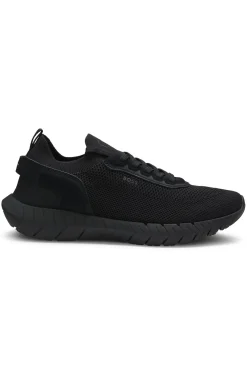 BOSS-MOTION Sneakers aus Strick mit Leder-Details