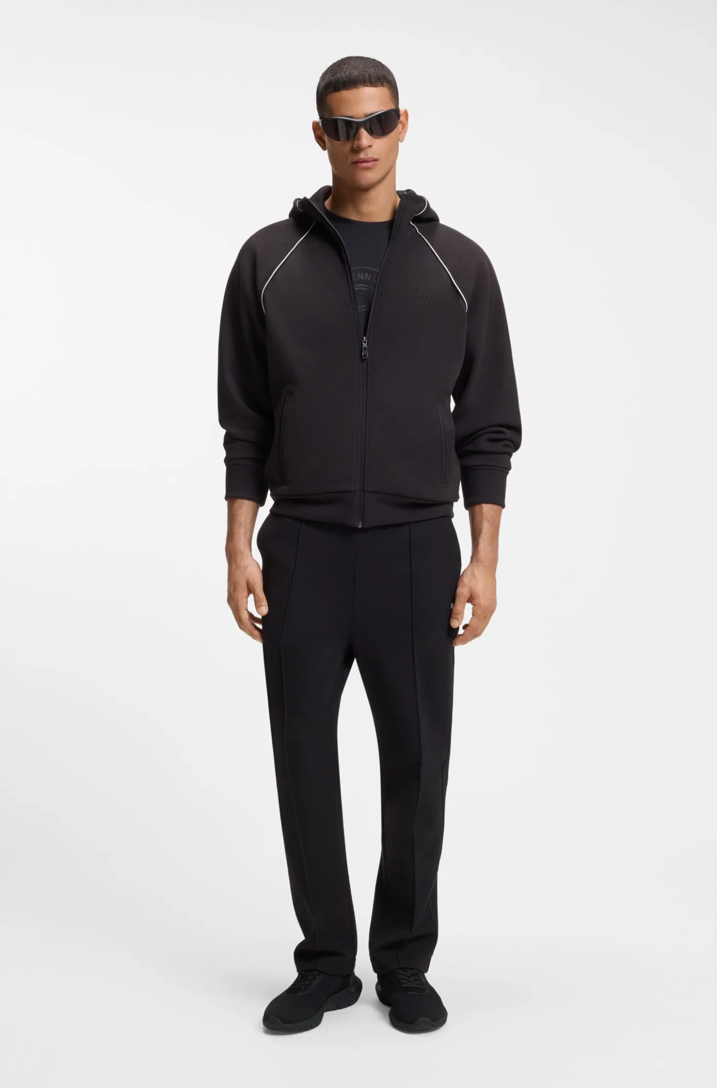 BOSS-MOTION Sneakers aus Strick mit Leder-Details