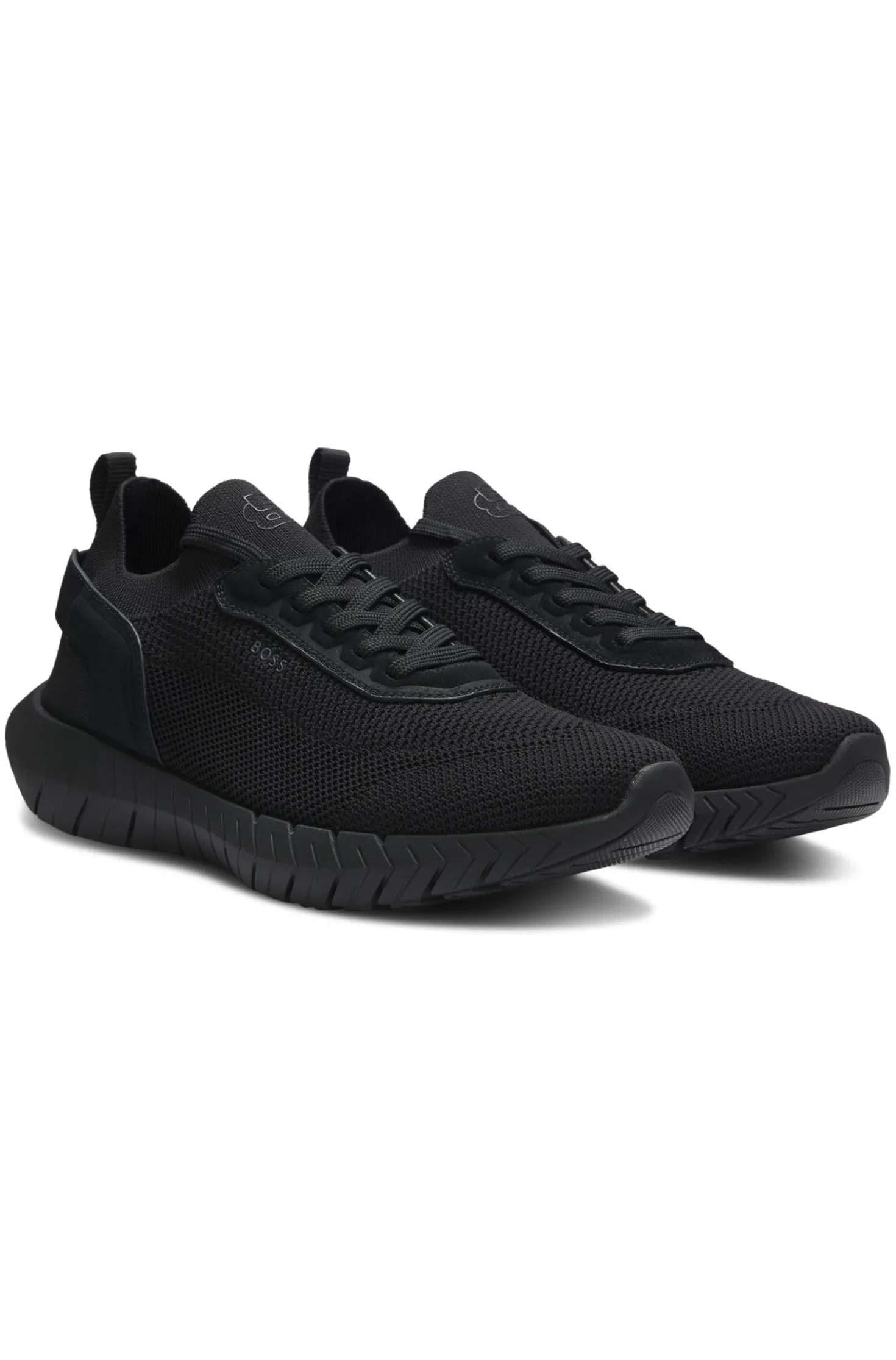BOSS-MOTION Sneakers aus Strick mit Leder-Details