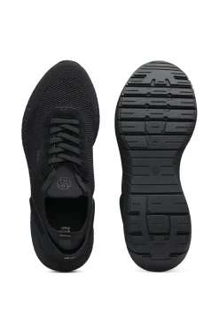 BOSS-MOTION Sneakers aus Strick mit Leder-Details