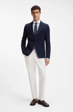BOSS ONE Gestreiftes Slim-Fit Hemd aus Baumwoll-Twill