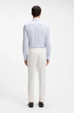 BOSS ONE Gestreiftes Slim-Fit Hemd aus Baumwoll-Twill
