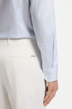 BOSS ONE Gestreiftes Slim-Fit Hemd aus Baumwoll-Twill
