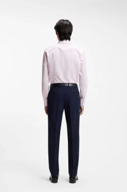 BOSS ONE Gestreiftes Slim-Fit Hemd aus Baumwoll-Twill