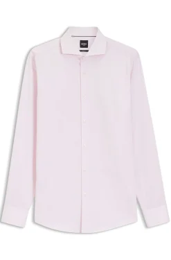BOSS ONE Gestreiftes Slim-Fit Hemd aus Baumwoll-Twill
