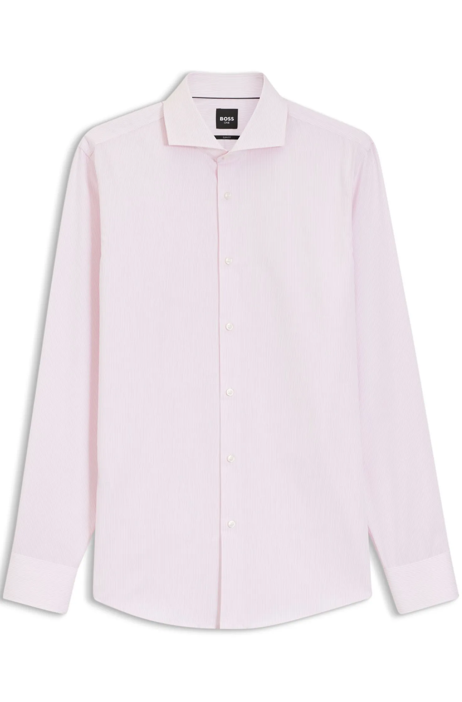 BOSS ONE Gestreiftes Slim-Fit Hemd aus Baumwoll-Twill