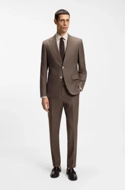 BOSS ONE Slim-Fit Anzughose aus Wolle, Seide und Leinen