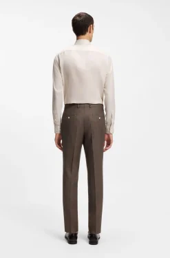 BOSS ONE Slim-Fit Anzughose aus Wolle, Seide und Leinen