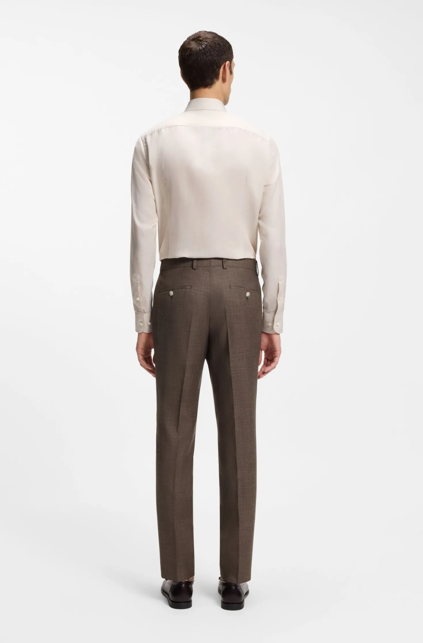 BOSS ONE Slim-Fit Anzughose aus Wolle, Seide und Leinen