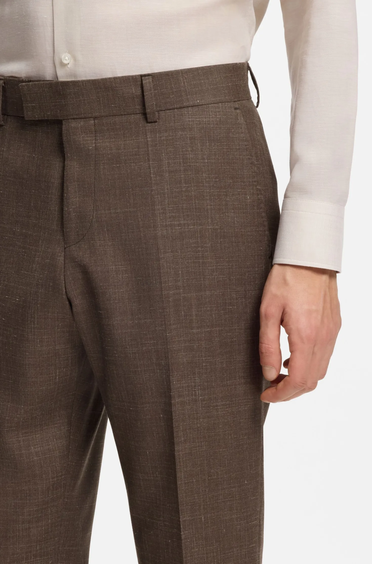 BOSS ONE Slim-Fit Anzughose aus Wolle, Seide und Leinen