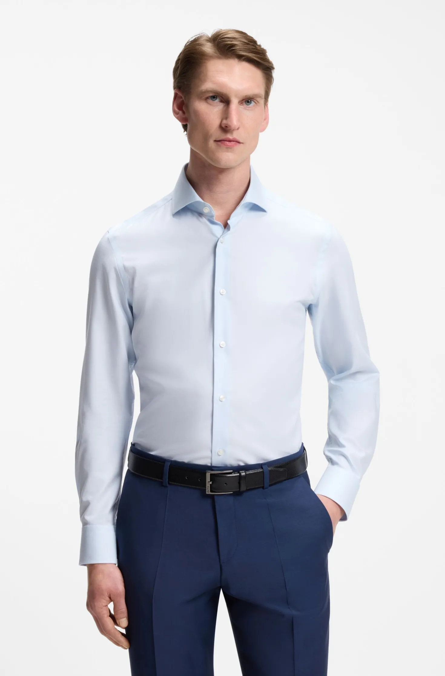 BOSS ONE Slim-Fit Hemd aus strukturiertem Baumwoll-Mix