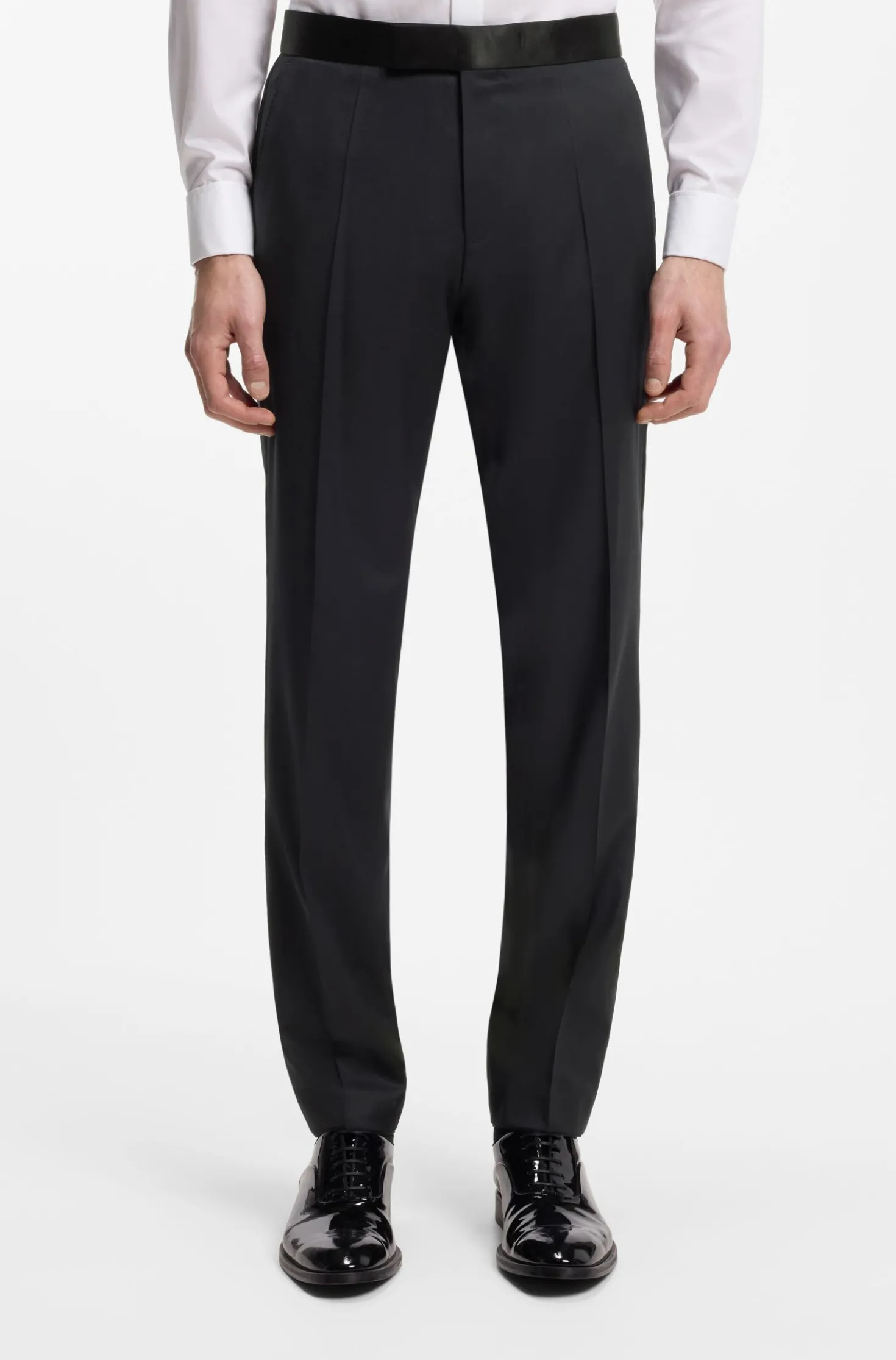 BOSS ONE Slim-Fit Smoking-Hose aus Schurwoll-Serge