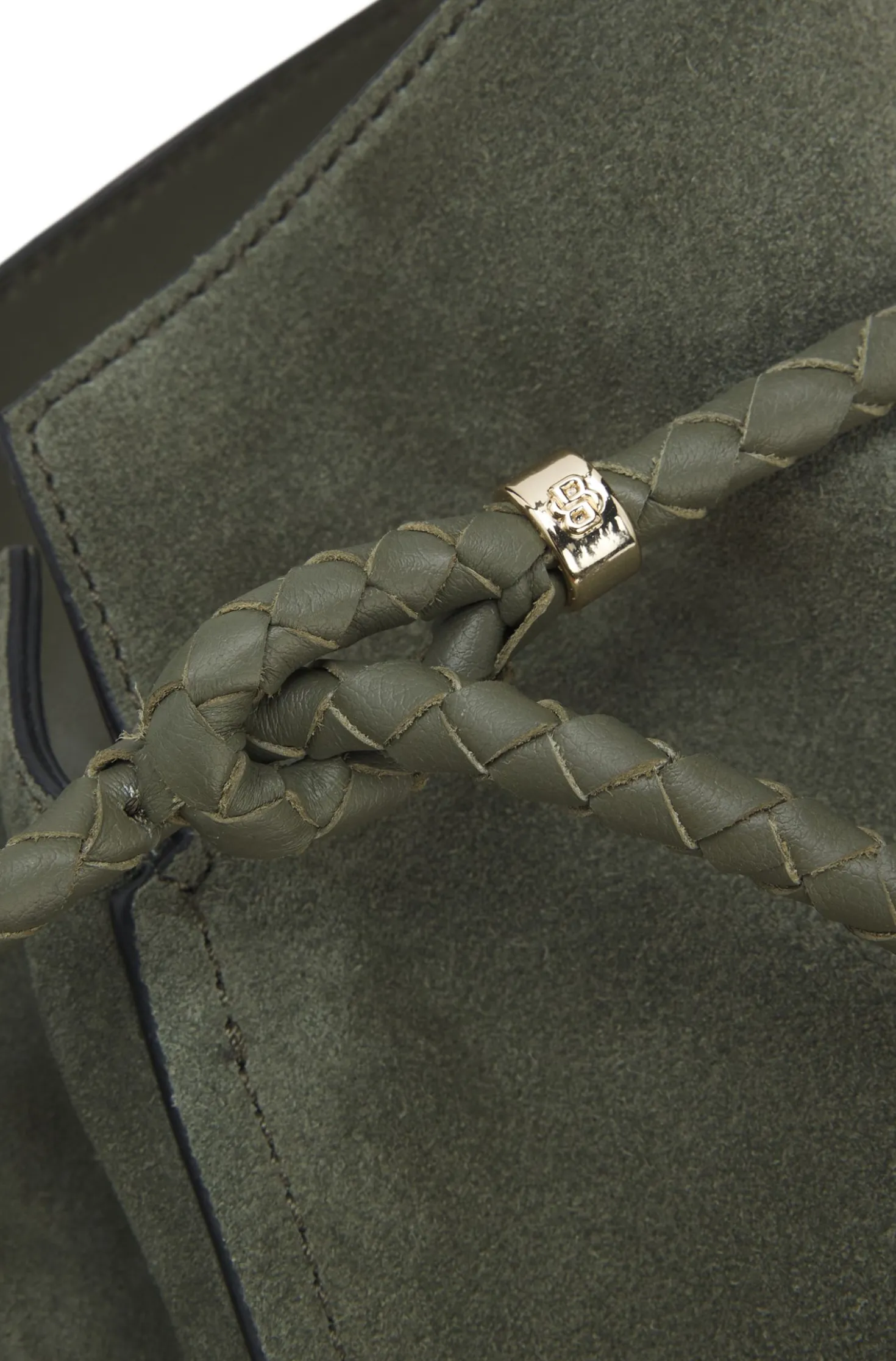 BOSS REVERS Beuteltasche aus Veloursleder mit geflochtenem Gurt