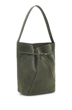 BOSS REVERS Beuteltasche aus Veloursleder mit geflochtenem Gurt