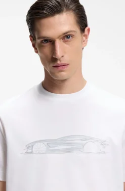 BOSS x ASTON MARTIN T-Shirt aus merzerisierter Baumwolle mit Auto-Artwork