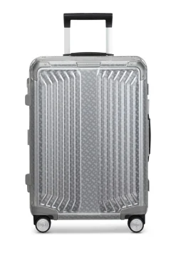 BOSS x Samsonite Handgepäcktrolley aus silberfarbenem Aluminium 55 cm