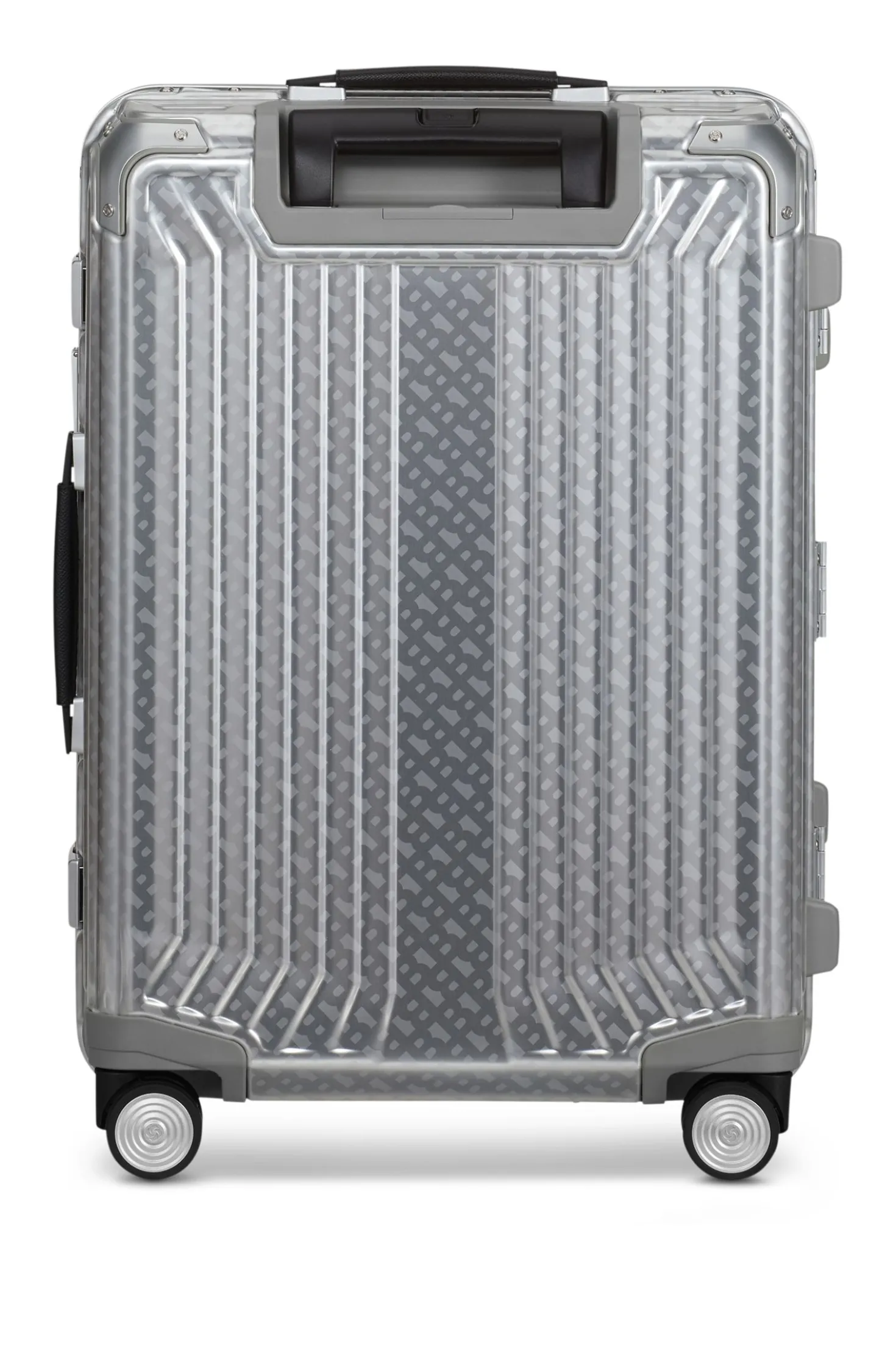 BOSS x Samsonite Handgepäcktrolley aus silberfarbenem Aluminium 55 cm