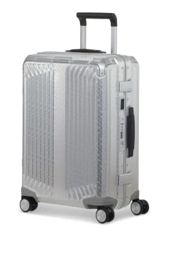 BOSS x Samsonite Handgepäcktrolley aus silberfarbenem Aluminium 55 cm