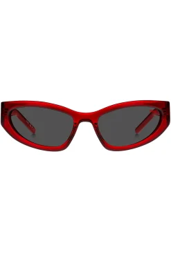 Brillenfassung aus rotem Acetat mit 3D-Monogrammen