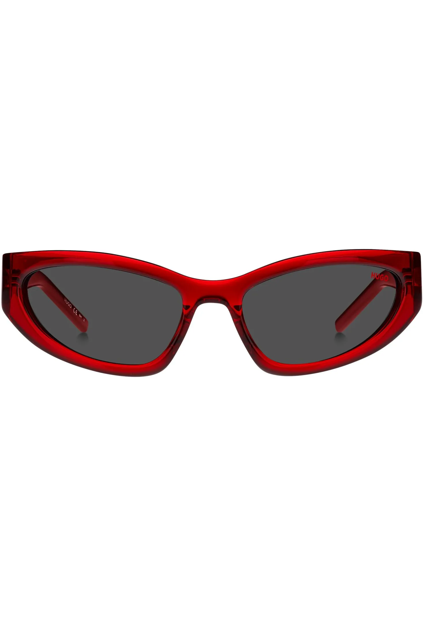 Brillenfassung aus rotem Acetat mit 3D-Monogrammen