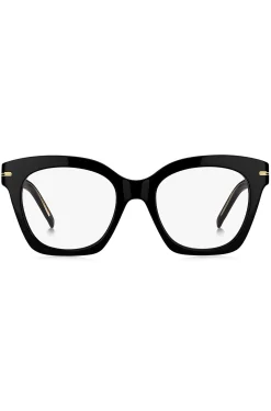 Brillenfassung aus schwarzem Acetat mit goldfarbenen Metalldetails