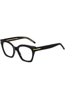 Brillenfassung aus schwarzem Acetat mit goldfarbenen Metalldetails