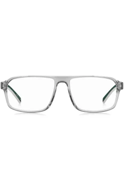 Brillenfassung aus transparentem Acetat mit grünen Details