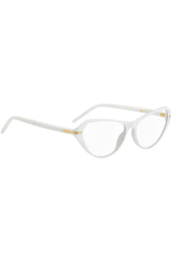 Brillenfassung aus weißem Acetat mit goldfarbenen Metalldetails