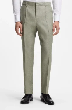 Bundfaltenhose aus Leinen-Mix