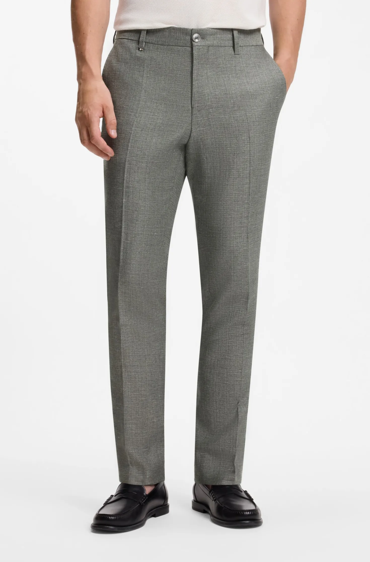 Business-Hose aus filigran gemustertem Stretch-Gewebe