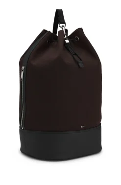 Canvas-Beuteltasche mit Besätzen in Leder-Optik