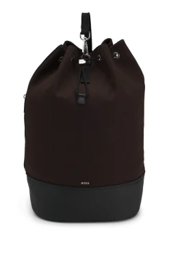 Canvas-Beuteltasche mit Besätzen in Leder-Optik