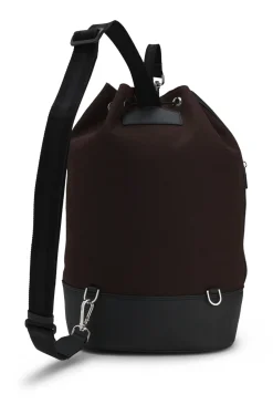 Canvas-Beuteltasche mit Besätzen in Leder-Optik