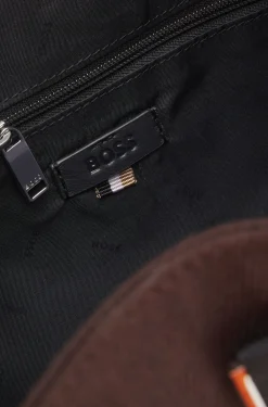 Canvas-Beuteltasche mit Besätzen in Leder-Optik