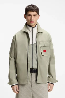 Canvas-Overshirt aus Baumwoll-Mix mit Reißverschluss und Logo-Label