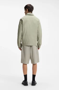 Canvas-Overshirt aus Baumwoll-Mix mit Reißverschluss und Logo-Label