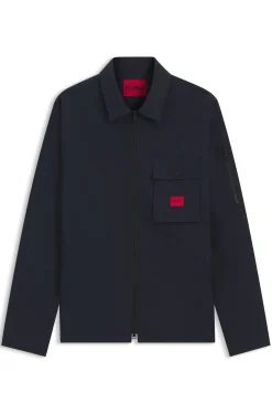 Canvas-Overshirt aus Baumwoll-Mix mit Reißverschluss und Logo-Label