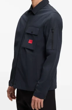 Canvas-Overshirt aus Baumwoll-Mix mit Reißverschluss und Logo-Label