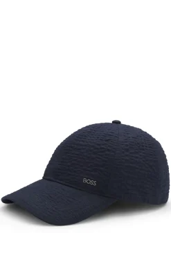 Cap aus Seersucker-Stretch-Baumwolle mit metallenen Logo-Buchstaben