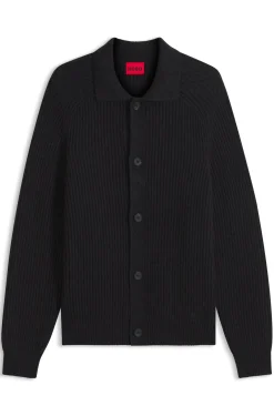 Cardigan aus Schurwoll-Mix mit Hemdkragen
