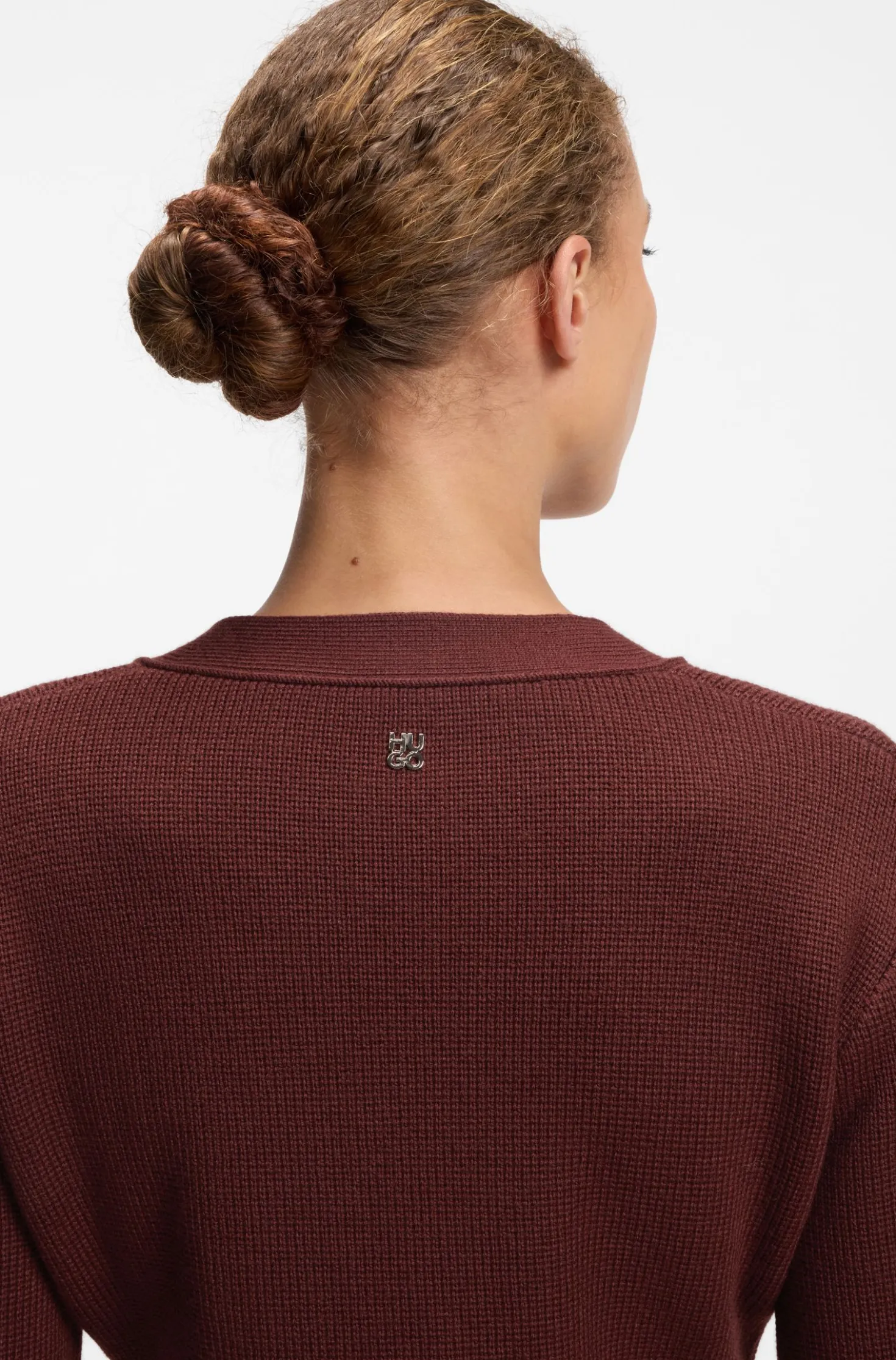 Cardigan aus Woll-Mix mit Logo-Niete