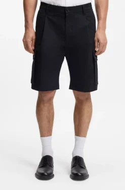 Cargo-Shorts aus Stretch-Baumwolle mit Bundfalten vorn