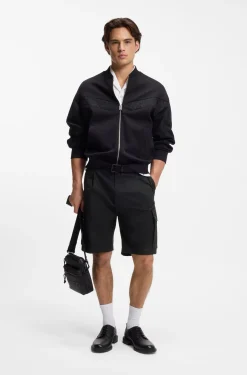 Cargo-Shorts aus Stretch-Baumwolle mit Bundfalten vorn