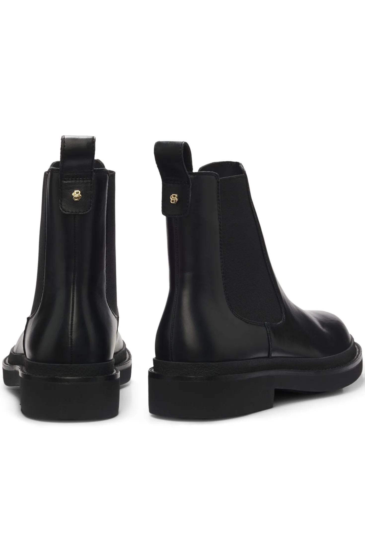 Chelsea Boots aus Leder mit goldfarbenem Double-B-Monogramm