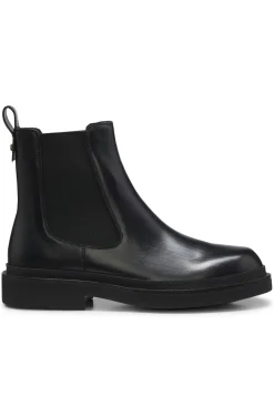 Chelsea Boots aus Leder mit goldfarbenem Double-B-Monogramm